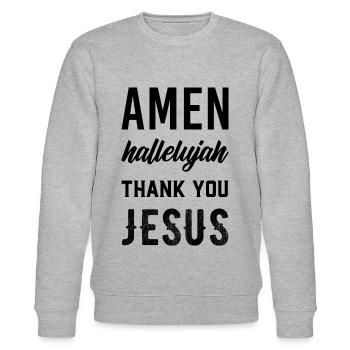 Amen hallelujah Jesus Christus Christlich Geschenk - Stanley/Stella Unisex Bio-Sweatshirt CHANGER  - Grau meliert - Vorne - Nik (191cm) & Marisol (170cm)