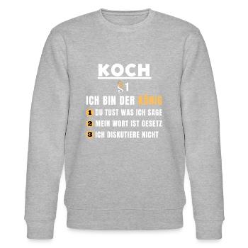 Koch Geschenk - Ich bin der König - Stanley/Stella Unisex Bio-Sweatshirt CHANGER  - Grau meliert - Vorne - Nik (191cm) & Marisol (170cm)