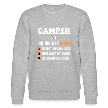 Camper Gift - I'm the King - Stanley/Stella CHANGER Unisex Organic Sweatshirt - heather grey - Front - Nik (191cm) & Marisol (170cm)