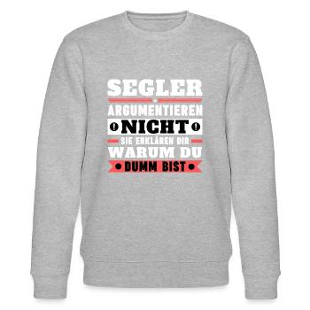 Segler argumentieren nicht - Stanley/Stella Unisex Bio-Sweatshirt CHANGER  - Grau meliert - Vorne - Nik (191cm) & Marisol (170cm)
