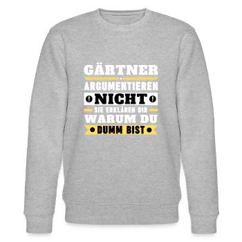 Gärtner argumentieren nicht - Stanley/Stella Unisex Bio-Sweatshirt CHANGER  - Grau meliert - Vorne - Nik (191cm) & Marisol (170cm)