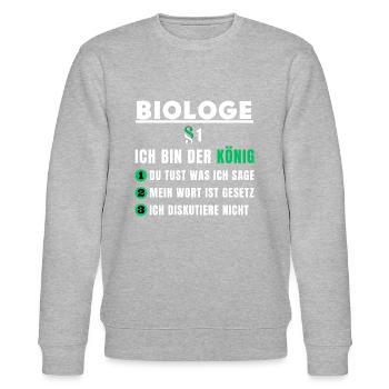 Cadeau de biologiste - je suis le roi - Sweat bio CHANGER Stanley/Stella Unisexe - gris chiné - Devant - Nik (191cm) & Marisol (170cm)