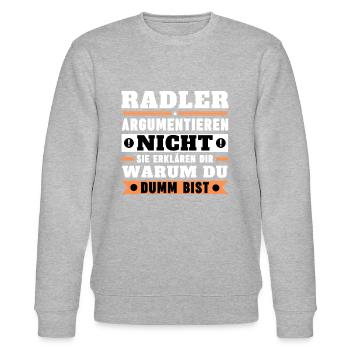 Radler argumentieren nicht - Stanley/Stella Unisex Bio-Sweatshirt CHANGER  - Grau meliert - Vorne - Nik (191cm) & Marisol (170cm)