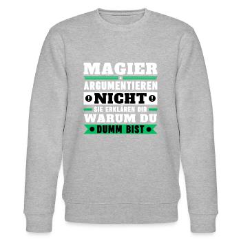 Magicians don't argue - Stanley/Stella CHANGER Unisex Organic Sweatshirt - heather grey - Front - Nik (191cm) & Marisol (170cm)