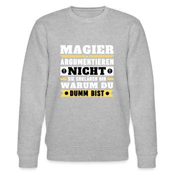 Magicians don't argue - Stanley/Stella CHANGER Unisex Organic Sweatshirt - heather grey - Front - Nik (191cm) & Marisol (170cm)