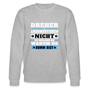 Dreher argumentieren nicht - Stanley/Stella Unisex Bio-Sweatshirt CHANGER  - Grau meliert - Vorne - Nik (191cm) & Marisol (170cm)