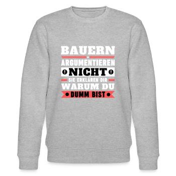 Bauern argumentieren nicht - Stanley/Stella Unisex Bio-Sweatshirt CHANGER  - Grau meliert - Vorne - Nik (191cm) & Marisol (170cm)