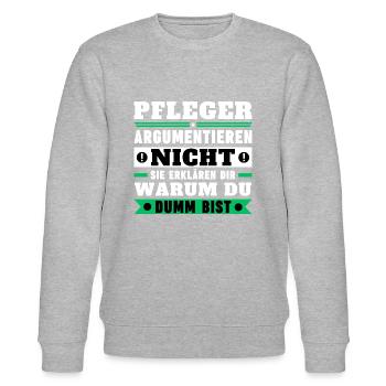 Pfleger argumentieren nicht - Stanley/Stella Unisex Bio-Sweatshirt CHANGER  - Grau meliert - Vorne - Nik (191cm) & Marisol (170cm)