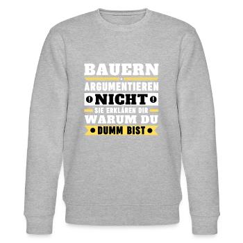 Bauern argumentieren nicht - Stanley/Stella Unisex Bio-Sweatshirt CHANGER  - Grau meliert - Vorne - Nik (191cm) & Marisol (170cm)