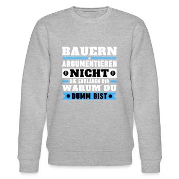 Bauern argumentieren nicht - Stanley/Stella Unisex Bio-Sweatshirt CHANGER  - Grau meliert - Vorne - Nik (191cm) & Marisol (170cm)