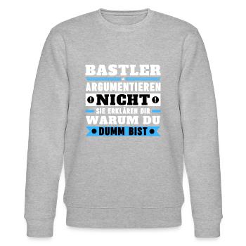 Bastler argumentieren nicht - Stanley/Stella Unisex Bio-Sweatshirt CHANGER  - Grau meliert - Vorne - Nik (191cm) & Marisol (170cm)