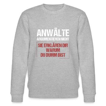 Les avocats ne discutent pas - Sweat bio CHANGER Stanley/Stella Unisexe - gris chiné - Devant - Nik (191cm) & Marisol (170cm)