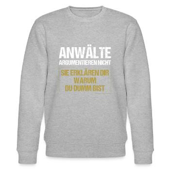 Lawyers don't argue - Stanley/Stella CHANGER Unisex Organic Sweatshirt - heather grey - Front - Nik (191cm) & Marisol (170cm)