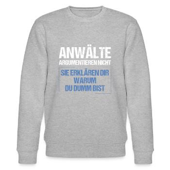 Les avocats ne discutent pas - Sweat bio CHANGER Stanley/Stella Unisexe - gris chiné - Devant - Nik (191cm) & Marisol (170cm)