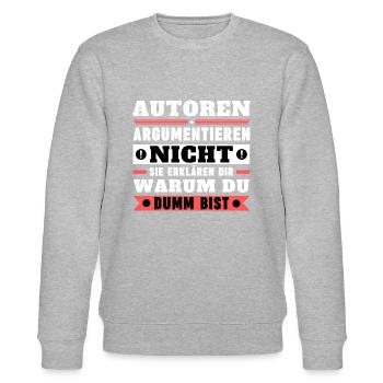 Autoren argumentieren nicht - Stanley/Stella Unisex Bio-Sweatshirt CHANGER  - Grau meliert - Vorne - Nik (191cm) & Marisol (170cm)