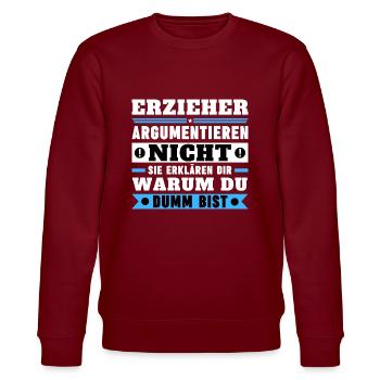Educators don't argue - Stanley/Stella CHANGER Unisex Organic Sweatshirt - burgundy - Front - Nik (191cm) & Marisol (170cm)
