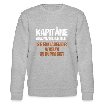 Kapitäne argumentieren nicht - Stanley/Stella Unisex Bio-Sweatshirt CHANGER  - Grau meliert - Vorne - Nik (191cm) & Marisol (170cm)