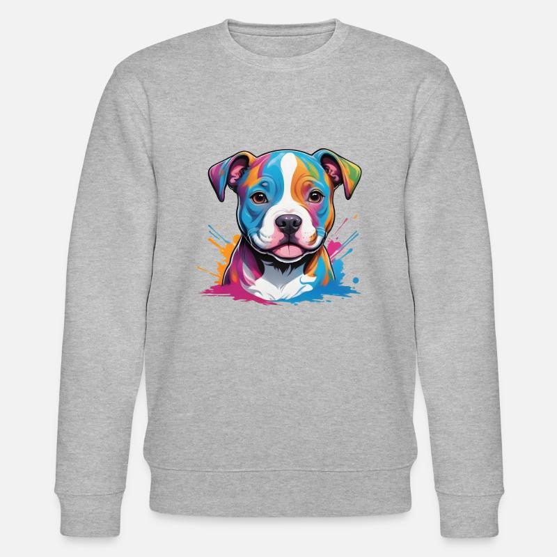 süßer Boxer Welpe im Farbklecks - Stanley/Stella Unisex Bio-Sweatshirt CHANGER  - Grau meliert
