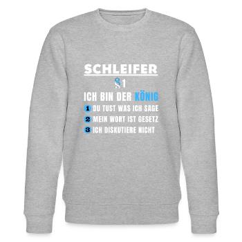 Grinder Gift - I'm the King - Stanley/Stella CHANGER Unisex Organic Sweatshirt - heather grey - Front - Nik (191cm) & Marisol (170cm)