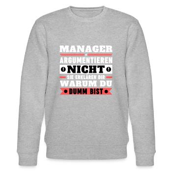 Les managers ne se disputent pas - Sweat bio CHANGER Stanley/Stella Unisexe - gris chiné - Devant - Nik (191cm) & Marisol (170cm)