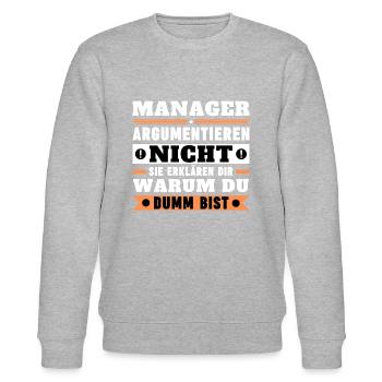 Les managers ne se disputent pas - Sweat bio CHANGER Stanley/Stella Unisexe - gris chiné - Devant - Nik (191cm) & Marisol (170cm)