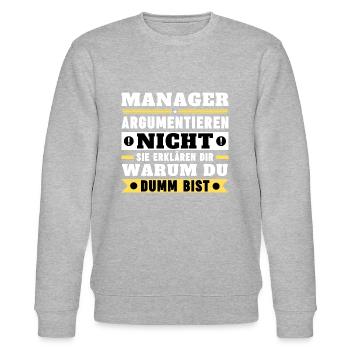 Les managers ne se disputent pas - Sweat bio CHANGER Stanley/Stella Unisexe - gris chiné - Devant - Nik (191cm) & Marisol (170cm)