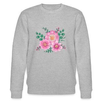 Blüten - Stanley/Stella Unisex Bio-Sweatshirt CHANGER  - Grau meliert - Vorne - Nik (191cm) & Marisol (170cm)