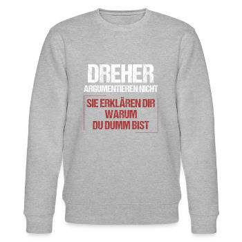 Dreher argumentieren nicht - Stanley/Stella Unisex Bio-Sweatshirt CHANGER  - Grau meliert - Vorne - Nik (191cm) & Marisol (170cm)