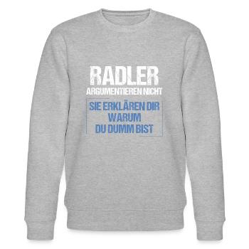 Radler argumentieren nicht - Stanley/Stella Unisex Bio-Sweatshirt CHANGER  - Grau meliert - Vorne - Nik (191cm) & Marisol (170cm)