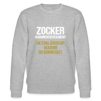 Zocker argumentieren nicht - Stanley/Stella Unisex Bio-Sweatshirt CHANGER  - Grau meliert - Vorne - Nik (191cm) & Marisol (170cm)