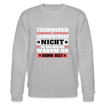 Techniker argumentieren nicht - Stanley/Stella Unisex Bio-Sweatshirt CHANGER  - Grau meliert - Vorne - Nik (191cm) & Marisol (170cm)