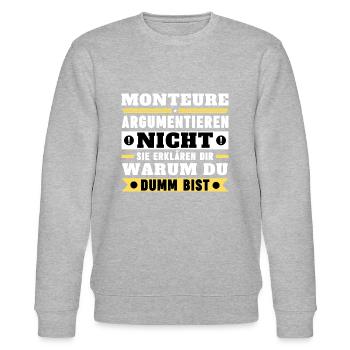 Monteure argumentieren nicht - Stanley/Stella Unisex Bio-Sweatshirt CHANGER  - Grau meliert - Vorne - Nik (191cm) & Marisol (170cm)