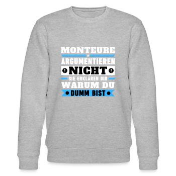 Monteure argumentieren nicht - Stanley/Stella Unisex Bio-Sweatshirt CHANGER  - Grau meliert - Vorne - Nik (191cm) & Marisol (170cm)