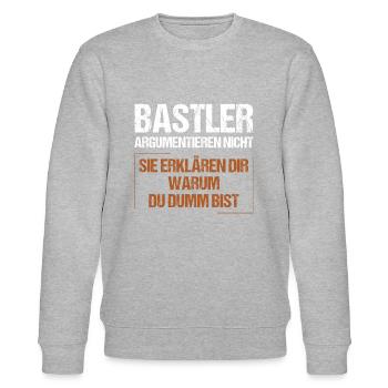 Bastler argumentieren nicht - Stanley/Stella Unisex Bio-Sweatshirt CHANGER  - Grau meliert - Vorne - Nik (191cm) & Marisol (170cm)