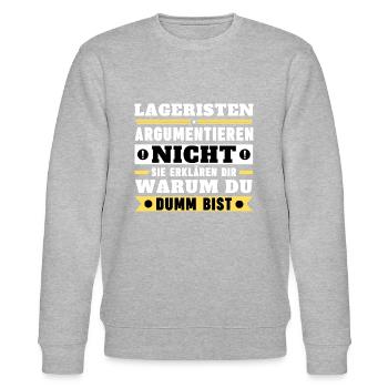 Warehouse clerks don't argue - Stanley/Stella CHANGER Unisex Organic Sweatshirt - heather grey - Front - Nik (191cm) & Marisol (170cm)