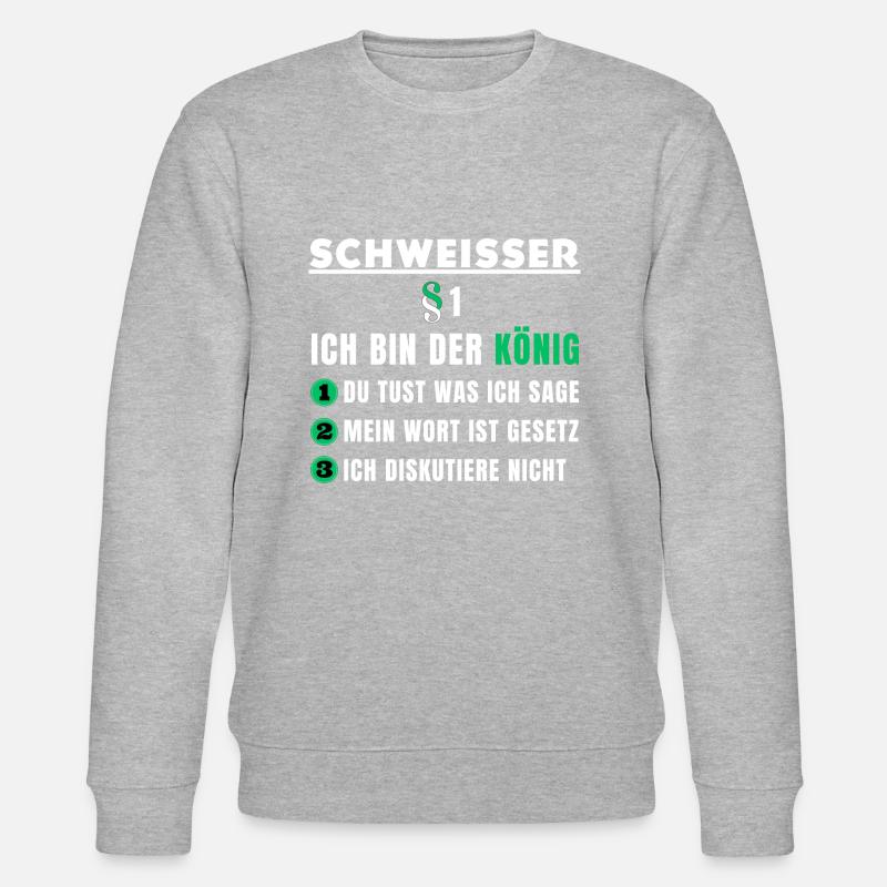 Schweißer Geschenk - Ich bin der König - Stanley/Stella Unisex Bio-Sweatshirt CHANGER  - Grau meliert