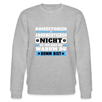 Konditoren argumentieren nicht - Stanley/Stella Unisex Bio-Sweatshirt CHANGER  - Grau meliert - Vorne - Nik (191cm) & Marisol (170cm)