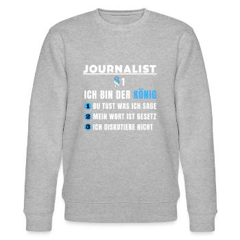 Cadeau de journaliste - Je suis le roi - Sweat bio CHANGER Stanley/Stella Unisexe - gris chiné - Devant - Nik (191cm) & Marisol (170cm)