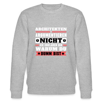 Architects don't argue - Stanley/Stella CHANGER Unisex Organic Sweatshirt - heather grey - Front - Nik (191cm) & Marisol (170cm)