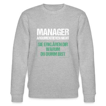 Les managers ne se disputent pas - Sweat bio CHANGER Stanley/Stella Unisexe - gris chiné - Devant - Nik (191cm) & Marisol (170cm)