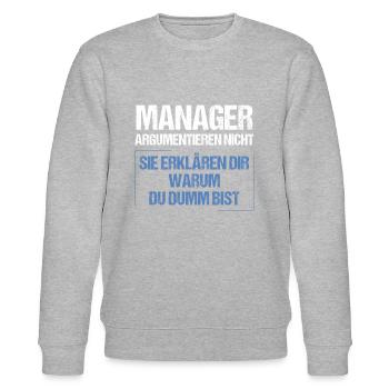 Les managers ne discutent pas - Sweat bio CHANGER Stanley/Stella Unisexe - gris chiné - Devant - Nik (191cm) & Marisol (170cm)