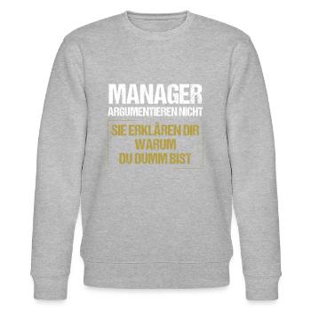 Les managers ne se disputent pas - Sweat bio CHANGER Stanley/Stella Unisexe - gris chiné - Devant - Nik (191cm) & Marisol (170cm)