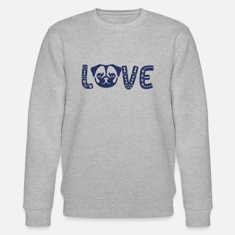 Love Mops HundehalterHundebesitzer Geschenkidee - Stanley/Stella Unisex Bio-Sweatshirt CHANGER  - Grau meliert