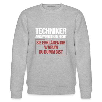 Technicians don't argue - Stanley/Stella CHANGER Unisex Organic Sweatshirt - heather grey - Front - Nik (191cm) & Marisol (170cm)