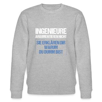 Ingenieure argumentieren nicht - Stanley/Stella Unisex Bio-Sweatshirt CHANGER  - Grau meliert - Vorne - Nik (191cm) & Marisol (170cm)