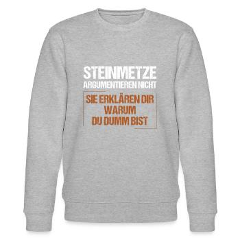 Les tailleurs de pierre ne discutent pas - Sweat bio CHANGER Stanley/Stella Unisexe - gris chiné - Devant - Nik (191cm) & Marisol (170cm)