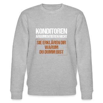 Konditoren argumentieren nicht - Stanley/Stella Unisex Bio-Sweatshirt CHANGER  - Grau meliert - Vorne - Nik (191cm) & Marisol (170cm)