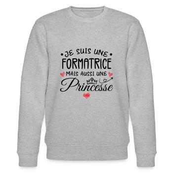 Je Suis Une Formatrice, Mais Aussi Une Princesse - Sweat bio CHANGER Stanley/Stella Unisexe - gris chiné - Devant - Nik (191cm) & Marisol (170cm)