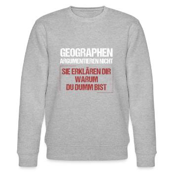 Geographen argumentieren nicht - Stanley/Stella Unisex Bio-Sweatshirt CHANGER  - Grau meliert - Vorne - Nik (191cm) & Marisol (170cm)
