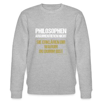 Les philosophes ne discutent pas - Sweat bio CHANGER Stanley/Stella Unisexe - gris chiné - Devant - Nik (191cm) & Marisol (170cm)
